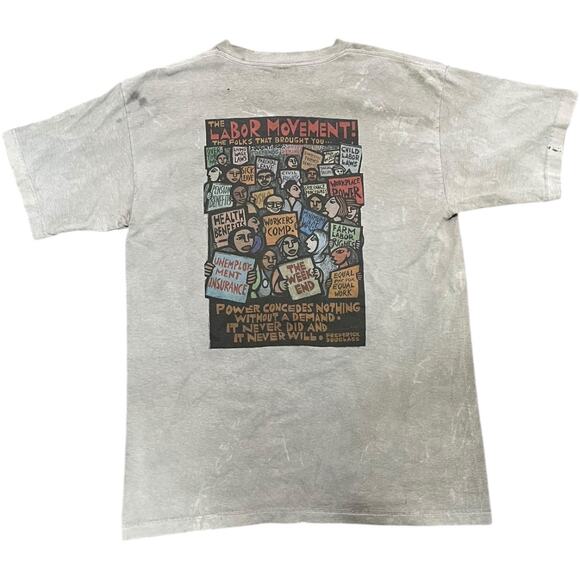 Live Better Work Union Labor Movement Y2K Vintage Art T-shirt - Picture 1 of 5